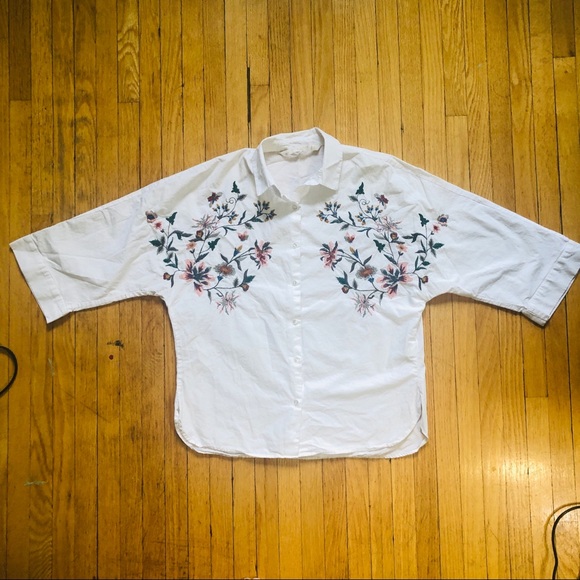 Oversized Embroidered Poplin Shirt - Picture 2 of 8